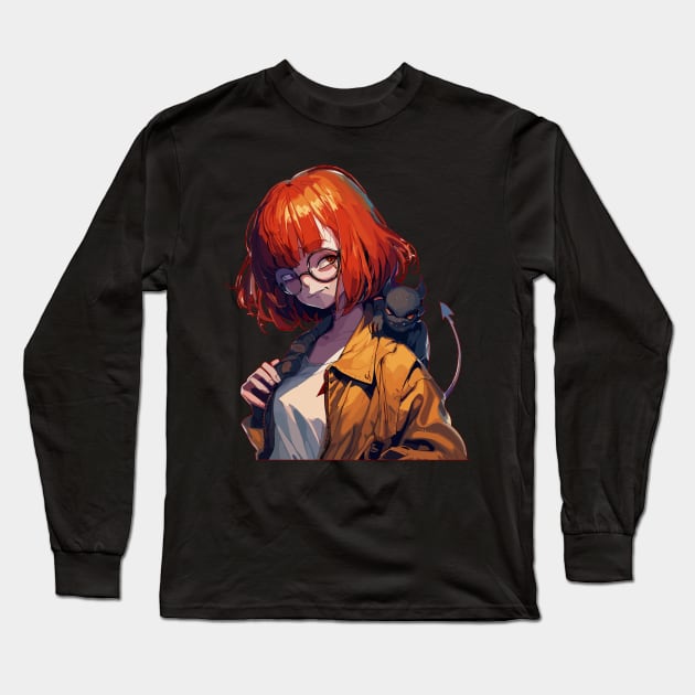 Bad girl with devil on shoulder Long Sleeve T-Shirt by TomFrontierArt